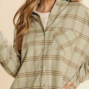 Women's Mustard Yellow Plaid Flannel Button-Down Shirt